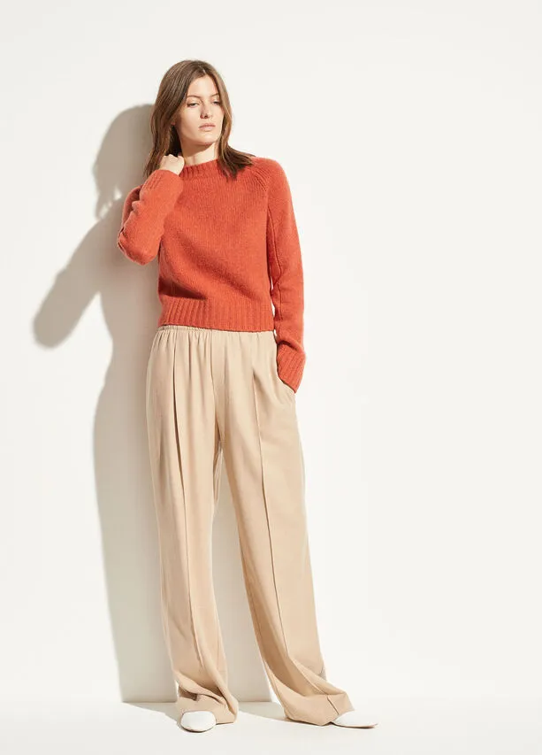 VINCE - Shrunken Mock Neck Sweater in Heather Blood Orange