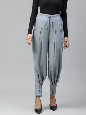 Women Grey Relaxed Regular Fit Solid Trousers