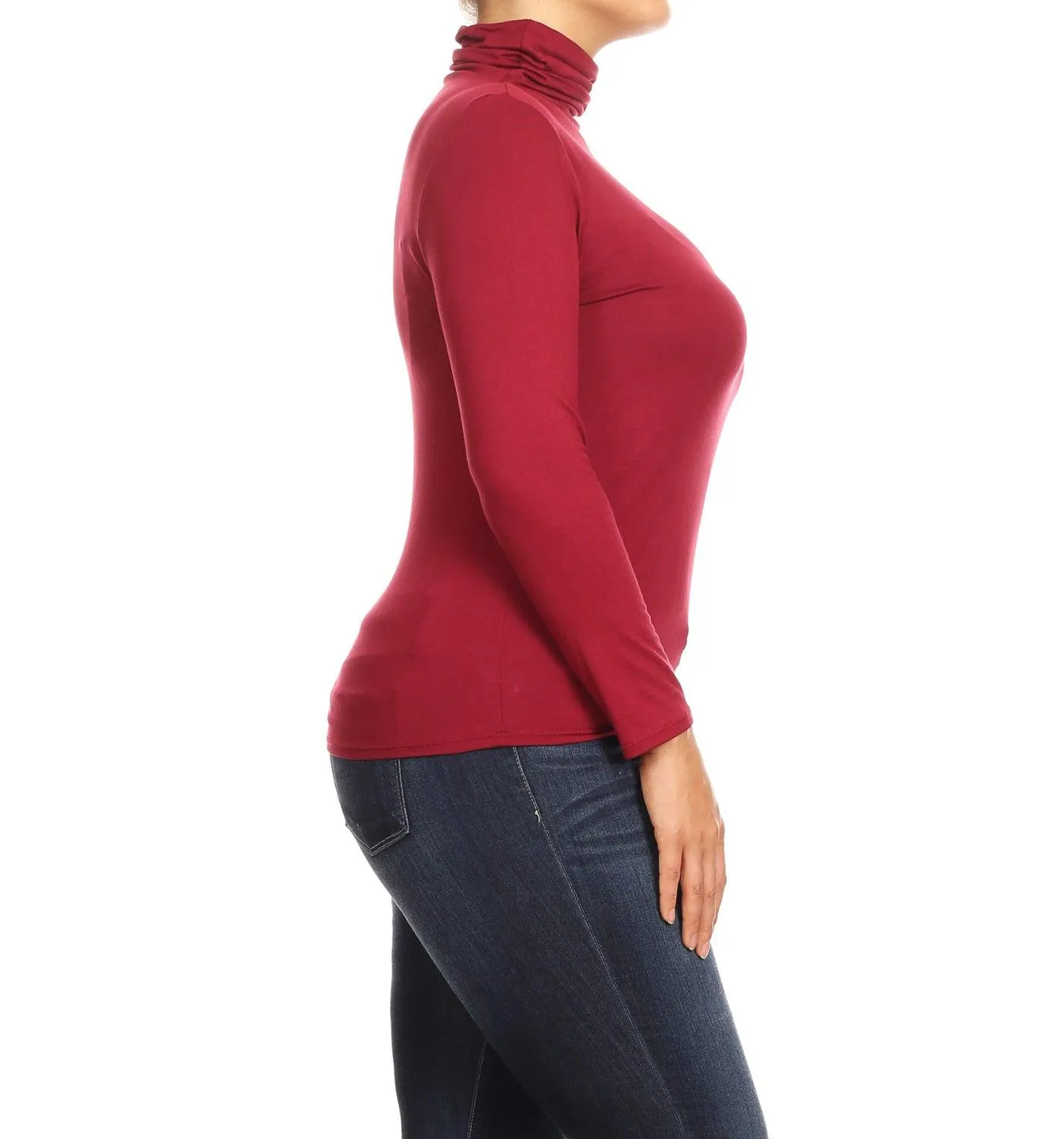 Women's Plus Size Fitted Long Sleeve Solid Turtleneck Sweater (Pack of 2)