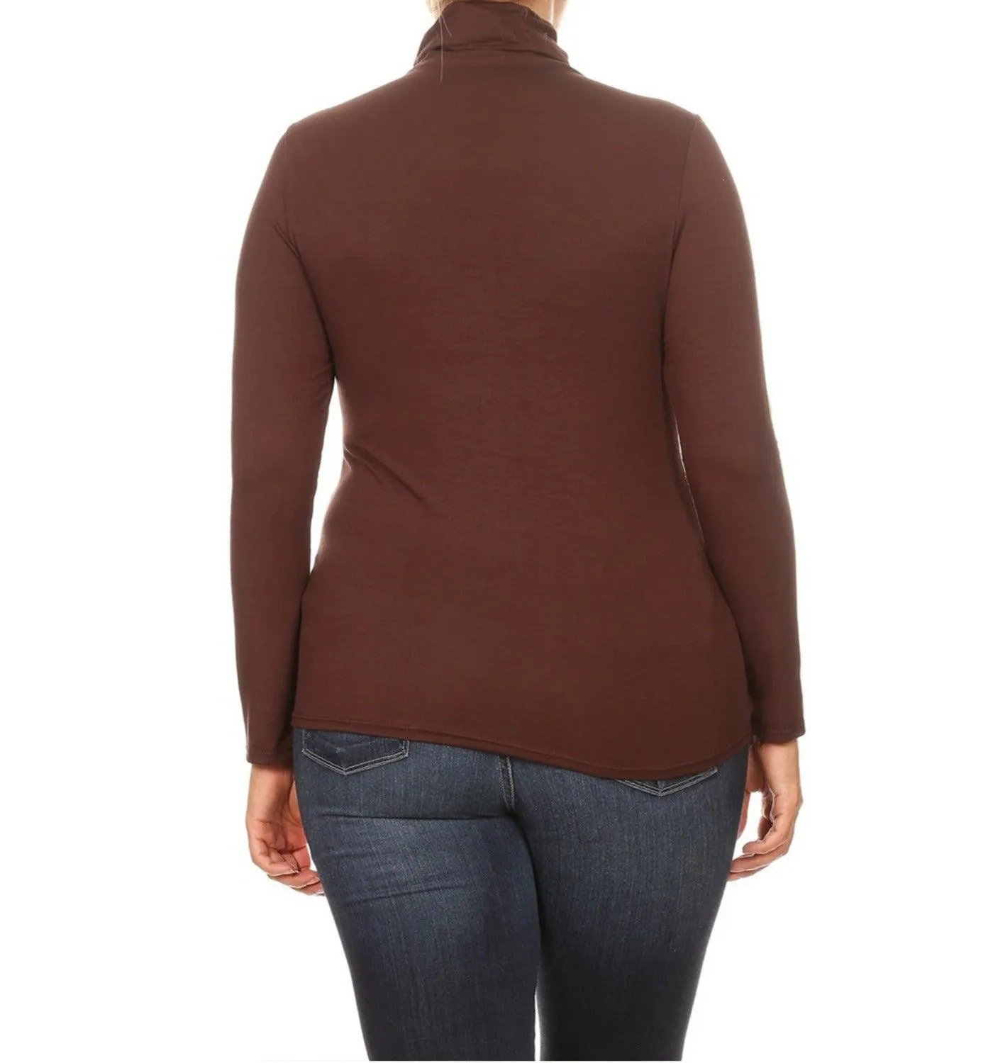 Women's Plus Size Fitted Long Sleeve Solid Turtleneck Sweater (Pack of 2)