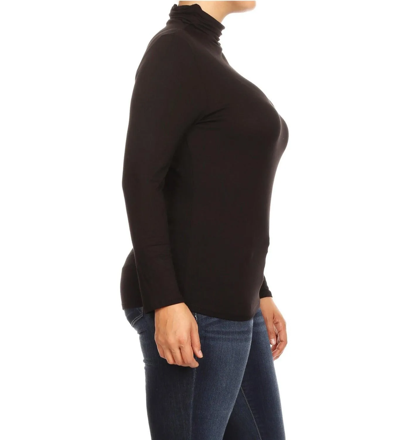 Women's Plus Size Fitted Long Sleeve Solid Turtleneck Sweater (Pack of 2)