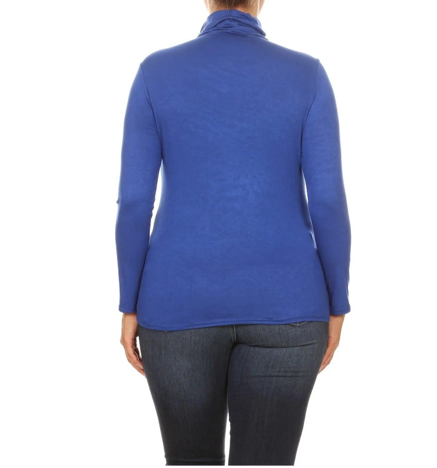 Women's Plus Size Fitted Long Sleeve Solid Turtleneck Sweater (Pack of 2)