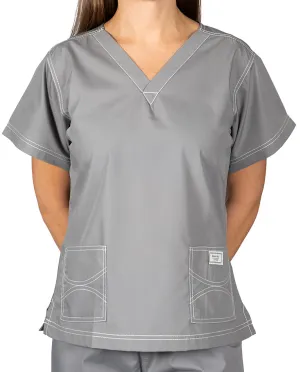 XS Slate Grey Double Pocket - Urban Shelby Scrub Top